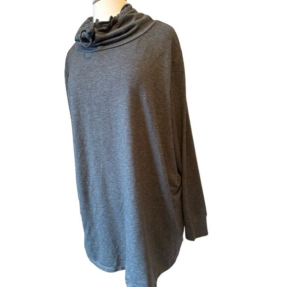 Quacker Factory Womens 2X Tunic Neutral Gray Lightweight Cowl Neck Casual Travel - Picture 5 of 7